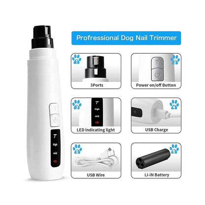 Pet Nail Grinder Turbo USB Rechargeable Dog Cat Claw Filer