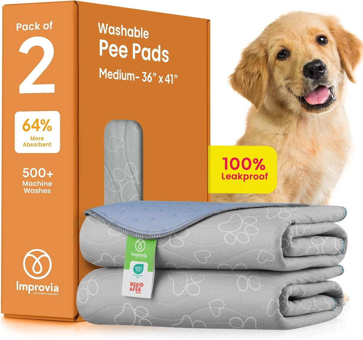 ® Reusable Puppy Pad – Waterproof, Extra-Absorbent, Washable Pee Pad for Dog Training, Whelping, & More – Protect Your Floors & Pet with Quick-Drying Potty Pad (Medium - 36"X41")