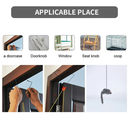 Interactive Cat Toy Hanging Clip Door Plush Mouse Self-Hi Hanging Door Elastic Funny Cat Toy Juguetes Para Gatos Rascador Gato