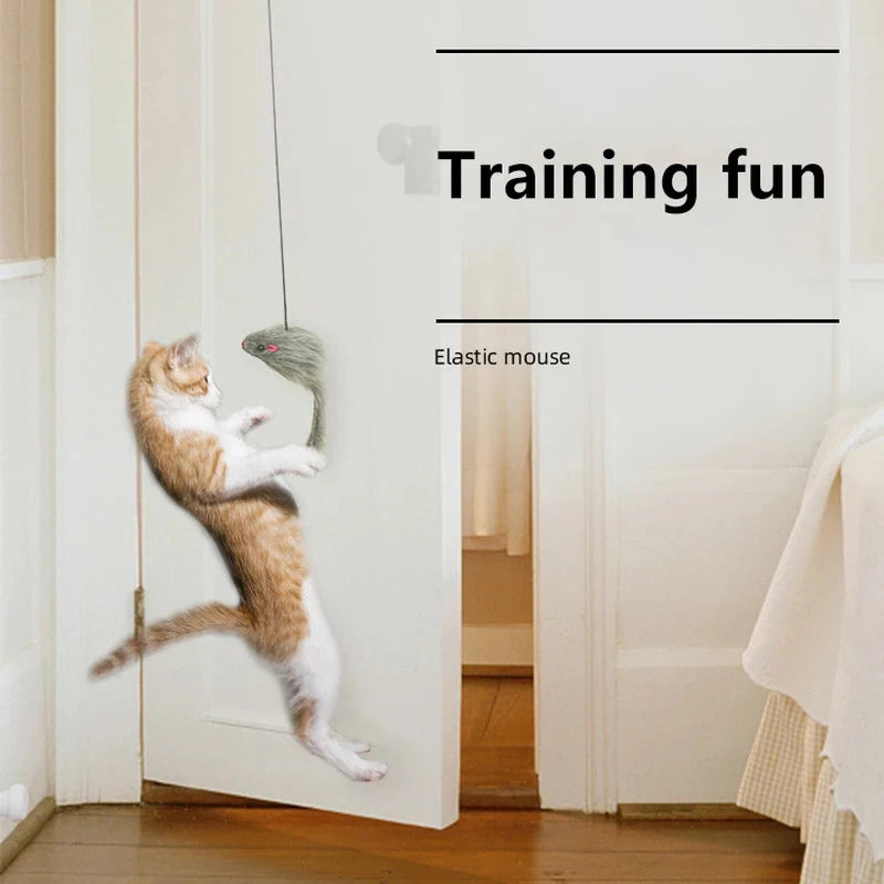 Interactive Cat Toy Hanging Clip Door Plush Mouse Self-Hi Hanging Door Elastic Funny Cat Toy Juguetes Para Gatos Rascador Gato