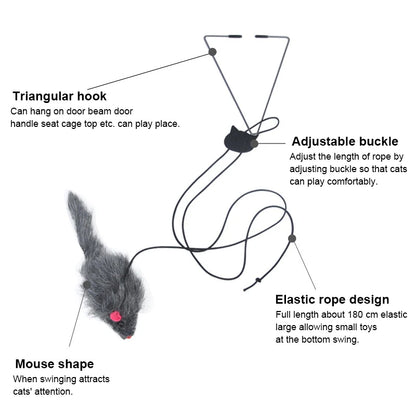 Interactive Cat Toy Hanging Clip Door Plush Mouse Self-Hi Hanging Door Elastic Funny Cat Toy Juguetes Para Gatos Rascador Gato