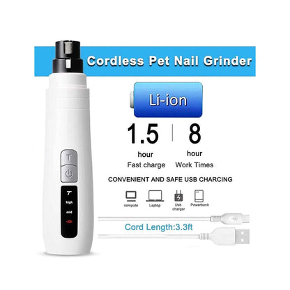Pet Nail Grinder Turbo USB Rechargeable Dog Cat Claw Filer