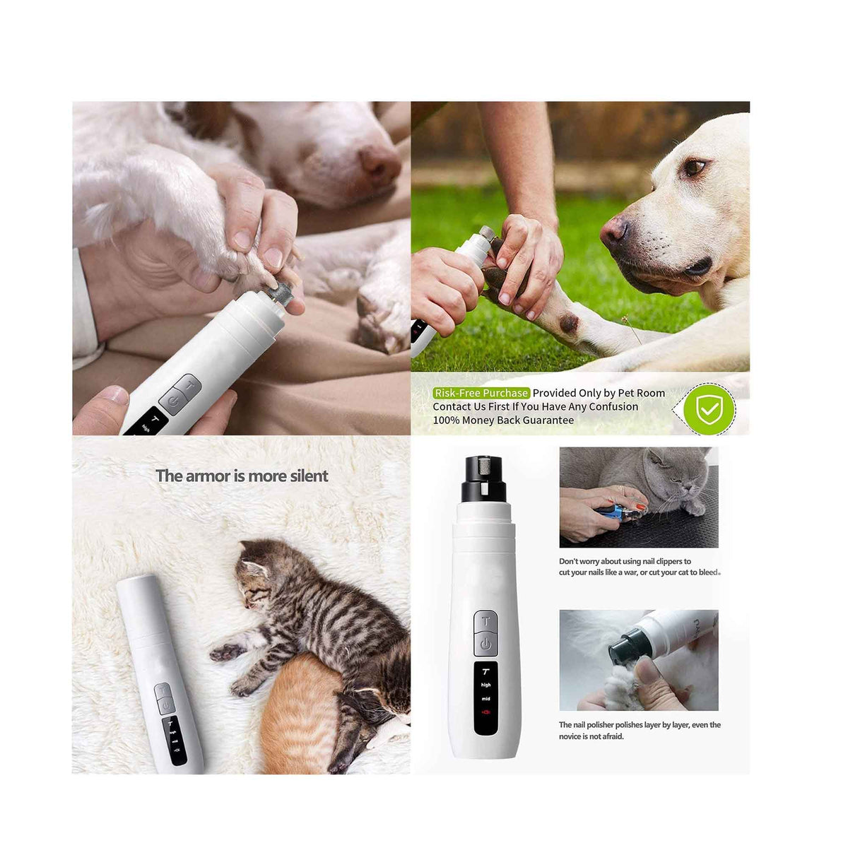 Pet Nail Grinder Turbo USB Rechargeable Dog Cat Claw Filer